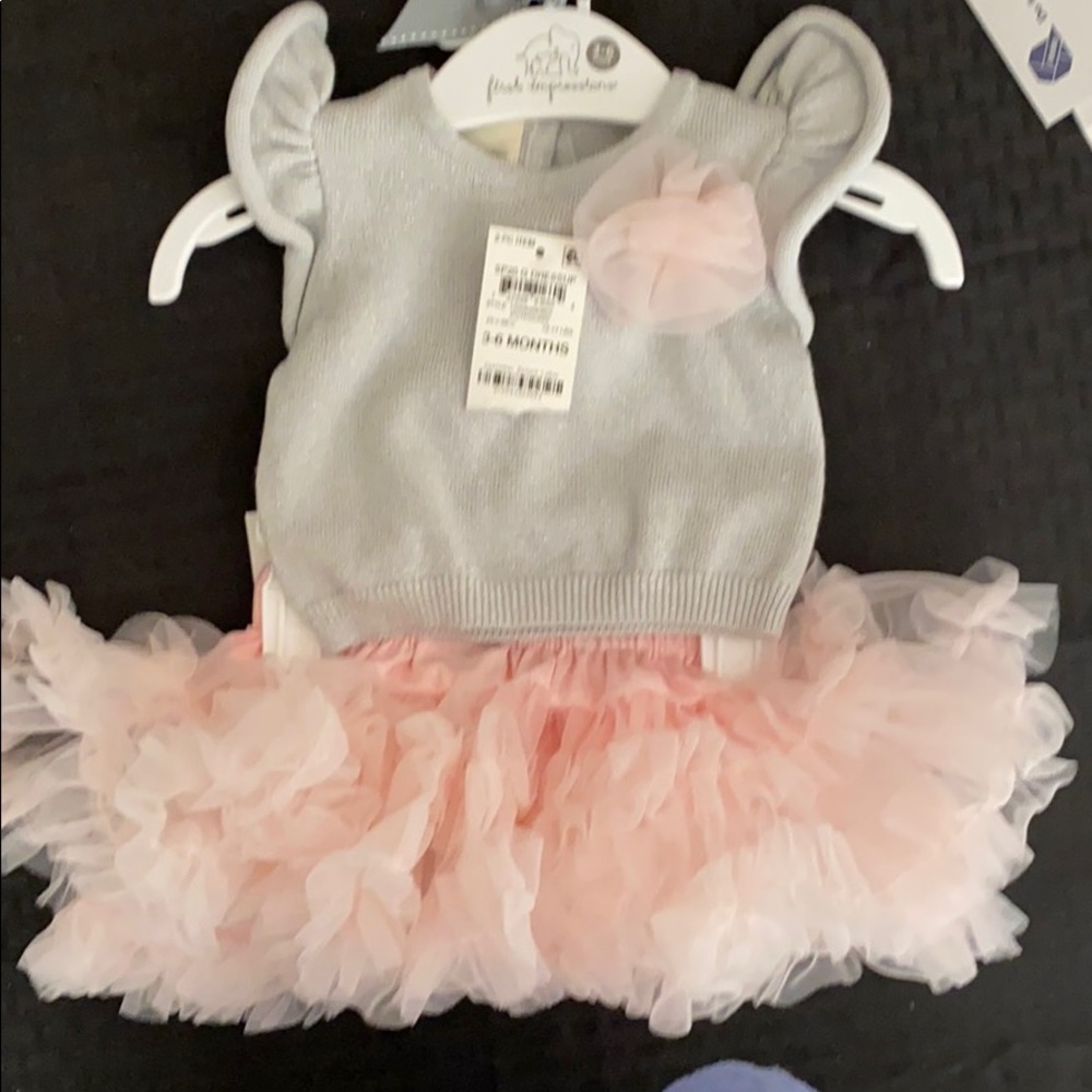 3-6 month NWT pink and silver tutu outfit